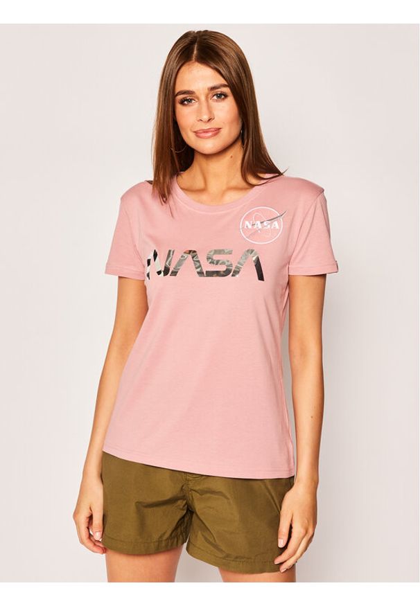 Alpha Industries T-Shirt Nasa Pm 198053 Różowy Regular Fit. Kolor: różowy. Materiał: bawełna