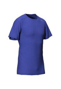 DOMYOS - Koszulka fitness męska Domyos krótki rękaw. Kolor: niebieski, brązowy, beżowy, wielokolorowy. Materiał: poliester, materiał. Długość rękawa: krótki rękaw. Długość: krótkie. Sport: fitness