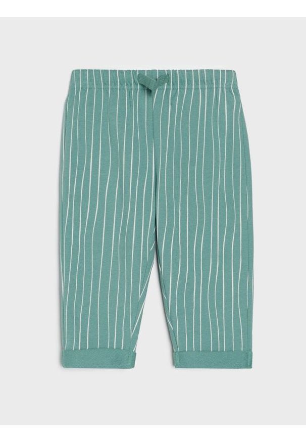 Sinsay - Spodnie regular w paski - turkusowy. Kolor: turkusowy. Wzór: paski
