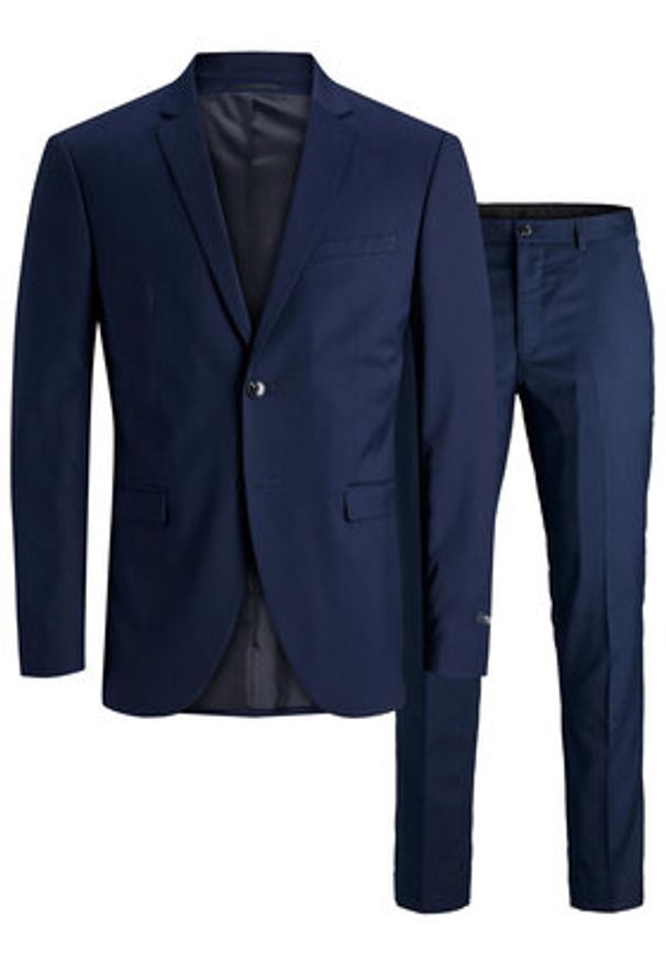 Jack & Jones - Jack&Jones Garnitur Franco 12181339 Granatowy Super Slim Fit. Kolor: niebieski. Materiał: syntetyk