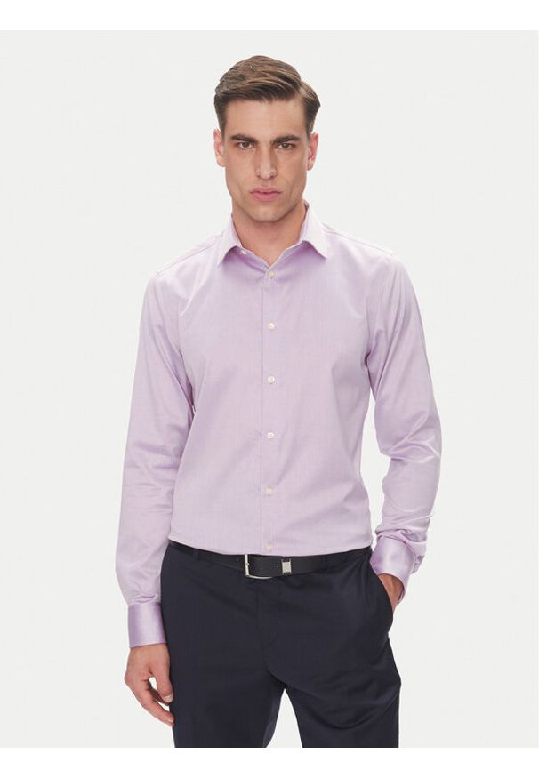 Calvin Klein Koszula LV019EU035 Różowy Slim Fit. Kolor: różowy. Materiał: bawełna