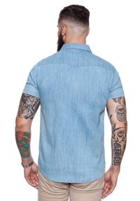 Lee - KOSZULA MĘSKA KRÓTKI RĘKAW LEE WESTERN SHIRT BLUE BOOK L640MYCI. Okazja: na co dzień. Materiał: jeans. Długość rękawa: krótki rękaw. Długość: krótkie. Styl: casual #8