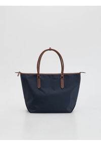 Reserved - Tkaninowa torebka shopper - granatowy. Kolor: niebieski. Wzór: gładki #1