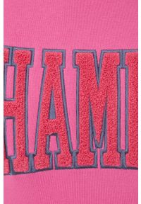 Champion bluza 217168 męska kolor różowy z kapturem z aplikacją. Typ kołnierza: kaptur. Kolor: różowy. Materiał: włókno. Wzór: aplikacja