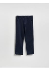 Reserved - Eleganckie spodnie - granatowy. Kolor: niebieski. Materiał: tkanina, wiskoza. Styl: elegancki #1