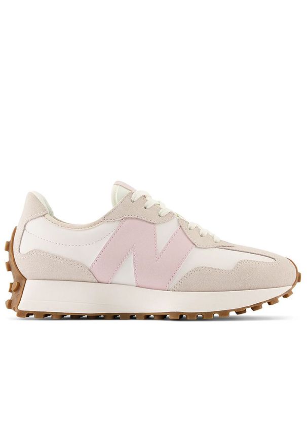 Buty New Balance WS327AL - beżowe. Zapięcie: sznurówki. Kolor: beżowy. Materiał: materiał, syntetyk, skóra, guma. Szerokość cholewki: normalna