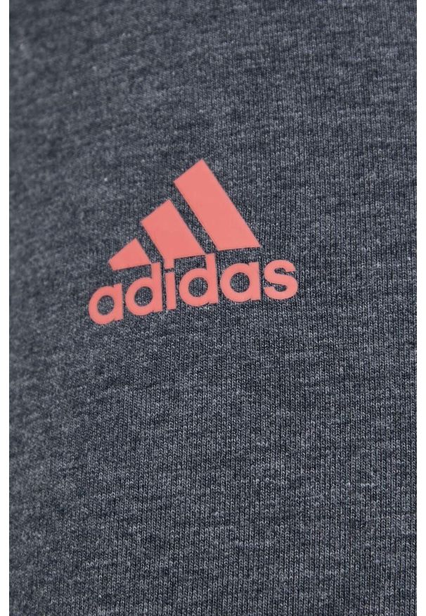 Adidas - adidas legginsy damskie kolor szary melanżowe. Stan: podwyższony. Kolor: szary. Materiał: dzianina, materiał, bawełna. Wzór: melanż