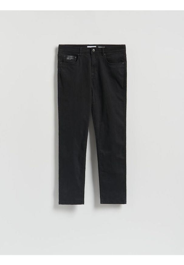 Reserved - Spodnie Slim fit - czarny. Kolor: czarny. Materiał: tkanina, bawełna