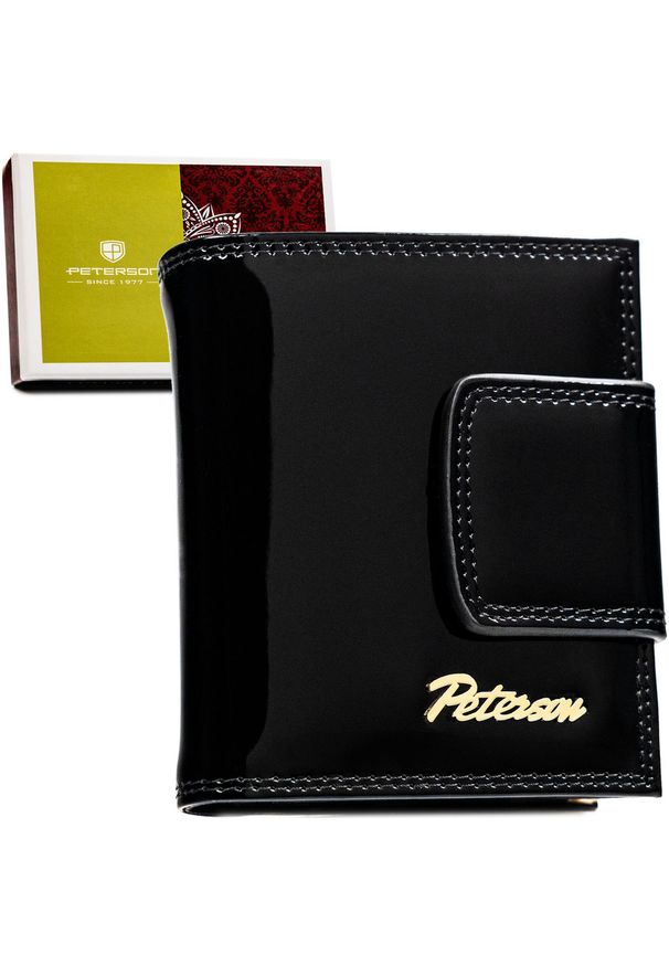 Mały portfel Peterson PTN LJ-42329 czarny. Kolor: czarny. Materiał: skóra