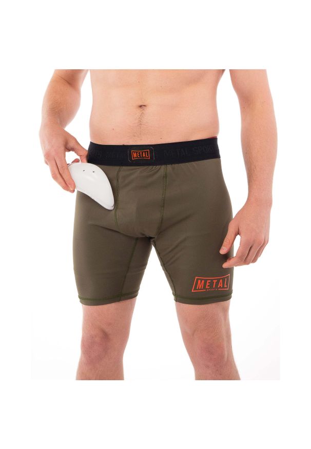 METAL BOXE - Szorty kompresyjne Metal Boxe. Kolor: zielony. Długość: krótkie. Sport: fitness
