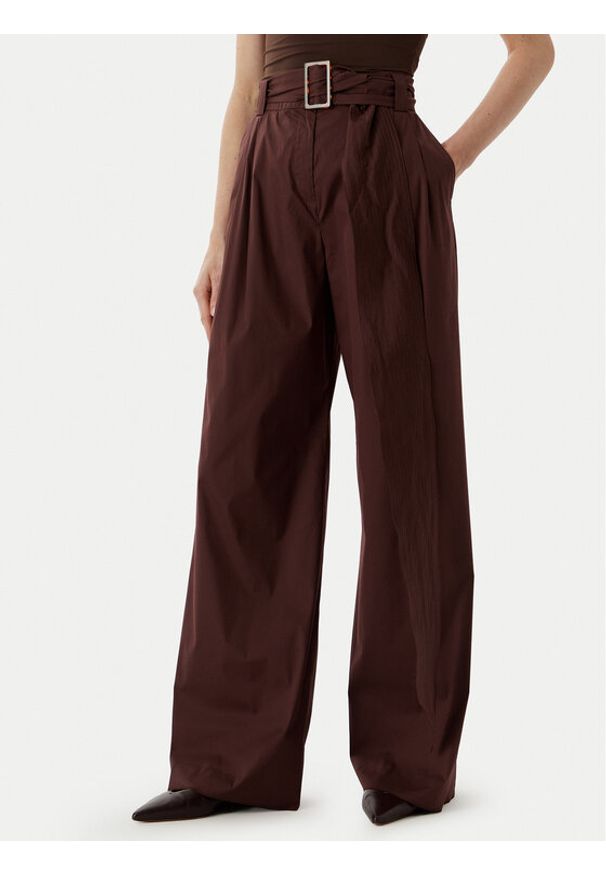Marella Spodnie materiałowe Navile 2613131072 Brązowy Relaxed Fit. Kolor: brązowy. Materiał: bawełna