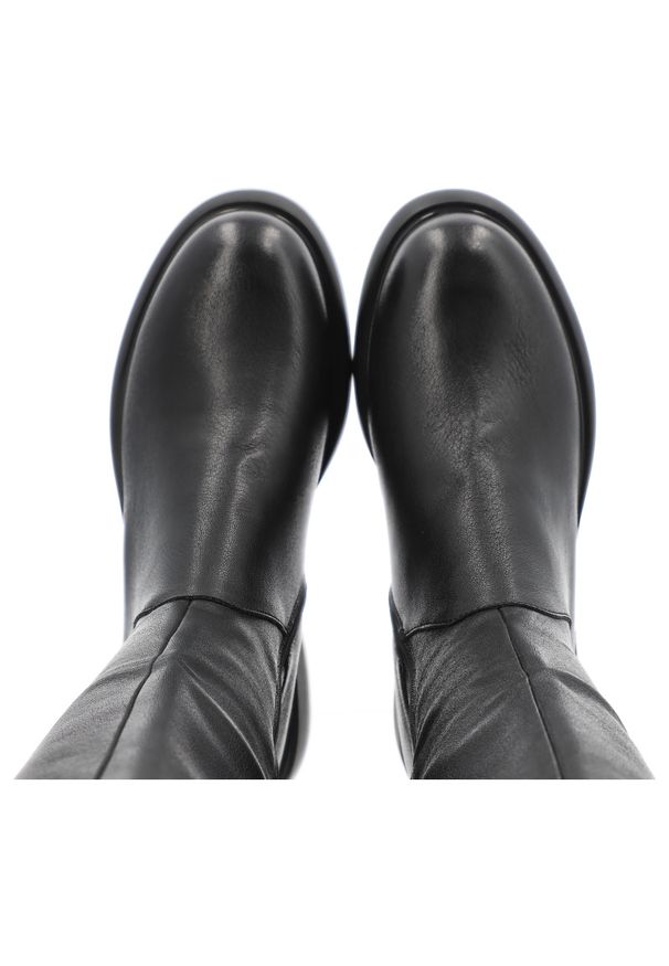 S.Barski - Kozaki damskie S. Barski, z wysoką skórzaną cholewką zapinane na zamek, czarne, JC52-837. Okazja: na co dzień. Zapięcie: zamek. Kolor: czarny. Materiał: skóra. Szerokość cholewki: normalna. Styl: elegancki, klasyczny, casual