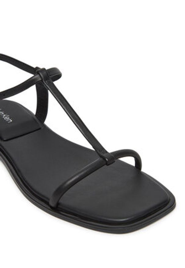 Calvin Klein Sandały Flat Sandal Squared Buckle Lth HW0HW02556 Czarny. Kolor: czarny. Materiał: skóra