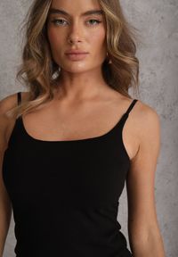 Renee - Czarny Top z Wiskozy na Podwójnych Ramiączkach Indrea. Okazja: na co dzień. Kolor: czarny. Materiał: wiskoza. Długość rękawa: na ramiączkach. Styl: casual, klasyczny #7