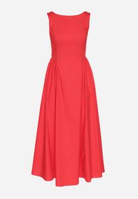 Born2be - Czerwona Bawełniana Sukienka o Rozkloszowanym Kroju Halowena. Okazja: na co dzień, na spacer. Kolor: czerwony. Materiał: bawełna. Typ sukienki: proste. Styl: casual #4