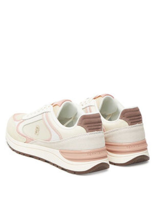 TOMMY HILFIGER - Tommy Hilfiger Sneakersy Casual Fashion Runner Mix FW0FW08693 Écru. Okazja: na co dzień. Materiał: skóra