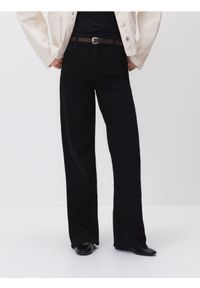 Reserved - Jeansy wide leg z paskiem - czarny. Kolor: czarny #1