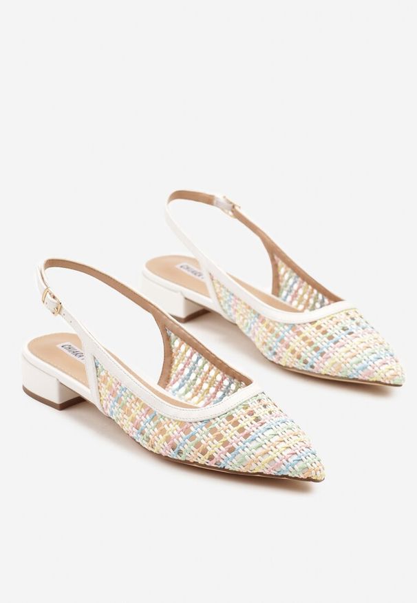 Renee - Białe Szydełkowe Sandały Slingback Odirissea. Zapięcie: sprzączka. Kolor: biały. Sezon: lato. Obcas: na szpilce. Styl: elegancki
