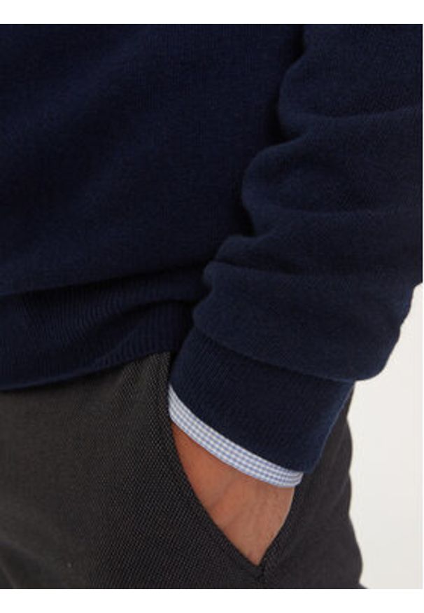 La Martina Sweter ZMS024 YW106 Granatowy Regular Fit. Kolor: niebieski. Materiał: wełna