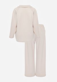 Born2be - Jasnobeżowy Dzianinowy Komplet Dresowy z Wiskozą Bluza ze Stójką i Spodnie Nevenira. Kolor: beżowy. Materiał: dzianina, wiskoza, dresówka #6