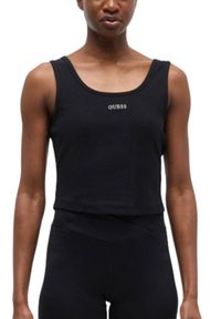 Guess - GUESS Czarny damski tank top Circe, Rozmiar S. Okazja: na co dzień. Kolor: czarny. Materiał: materiał, prążkowany. Styl: elegancki, casual #2