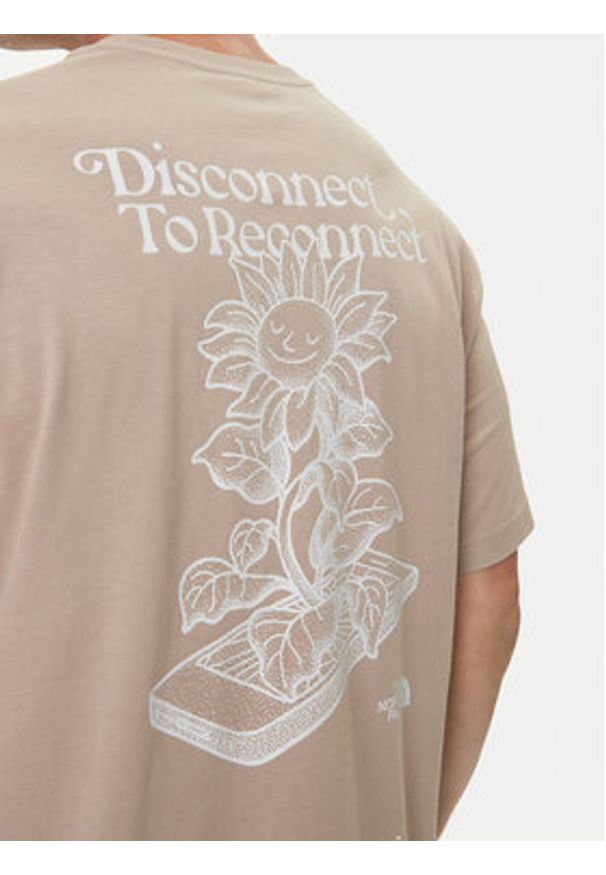 The North Face T-Shirt Connect NF0A8E3Y Beżowy Relaxed Fit. Kolor: beżowy. Materiał: bawełna