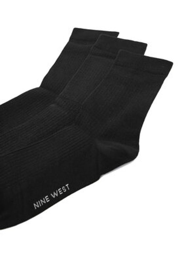 Nine West Zestaw 3 par wysokich skarpet damskich CEO_BR_NW_25081_W_AW25 (3 PACK) Czarny. Kolor: czarny. Materiał: materiał, bawełna