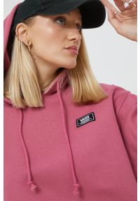 Vans bluza bawełniana damska kolor fioletowy z kapturem z aplikacją. Typ kołnierza: kaptur. Kolor: fioletowy. Materiał: bawełna. Wzór: aplikacja #4