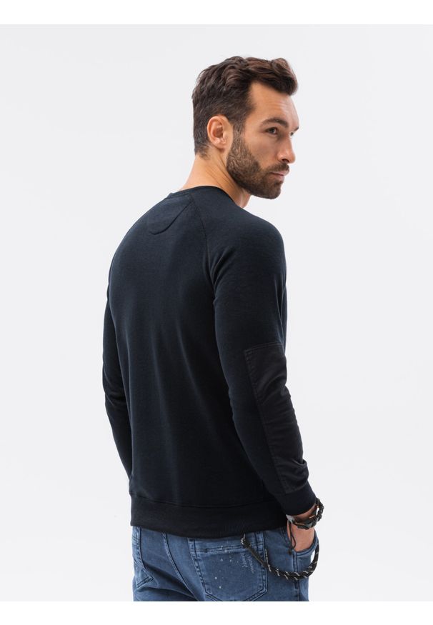 Ombre Clothing - Bluza męska bez kaptura B1151 - czarna - XXL. Typ kołnierza: bez kaptura. Kolor: czarny. Materiał: bawełna, jeans, dzianina, materiał, tkanina, poliester
