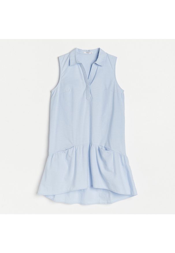 Reserved - Koszulowa sukienka - Niebieski. Kolor: niebieski. Typ sukienki: koszulowe