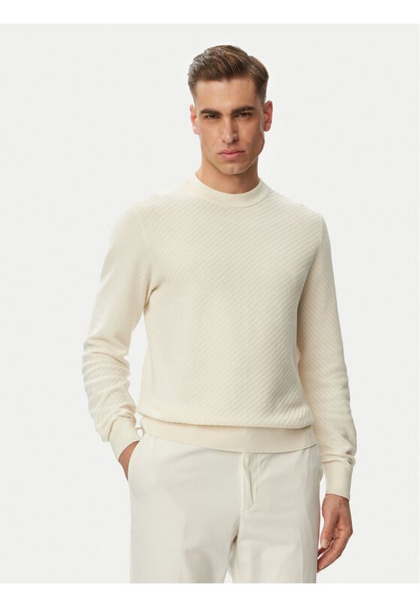 BOSS Sweter H-Lofranco 50565565 Kremowy Regular Fit. Kolor: kremowy. Materiał: bawełna