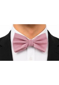 Mucha Męska w Zestawie z Poszetką - Alties - Róż Pudrowy. Kolor: różowy. Styl: elegancki, sportowy #3