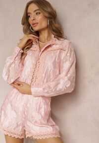 Renee - Różowy 2-częściowy Komplet Koronkowy Jessita. Kolor: różowy. Materiał: koronka. Wzór: aplikacja, koronka #3