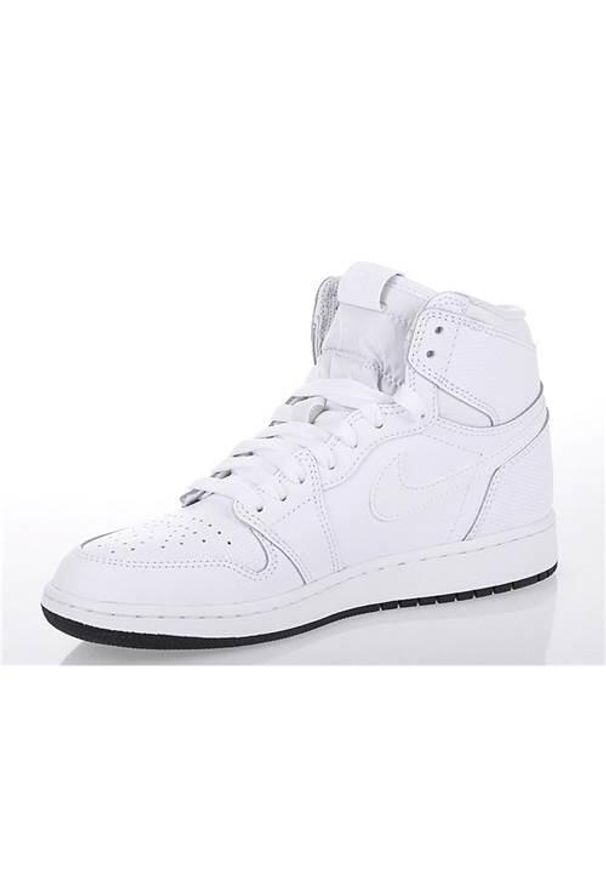 Buty do chodzenia dla dzieci Nike Air Jordan 1 Retro High OG BG. Wysokość cholewki: za kostkę. Kolor: biały, wielokolorowy. Materiał: tkanina, materiał, skóra, syntetyk. Szerokość cholewki: normalna. Model: Nike Air Jordan. Sport: turystyka piesza