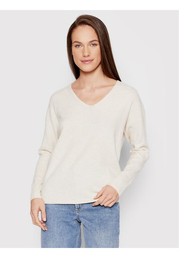 only - ONLY Sweter Rica 15224360 Beżowy Relaxed Fit. Kolor: beżowy. Materiał: syntetyk
