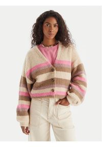 Roxy Kardigan Marble Tiles Stripe ERJSW03669 Beżowy Regular Fit. Kolor: beżowy. Materiał: syntetyk #1