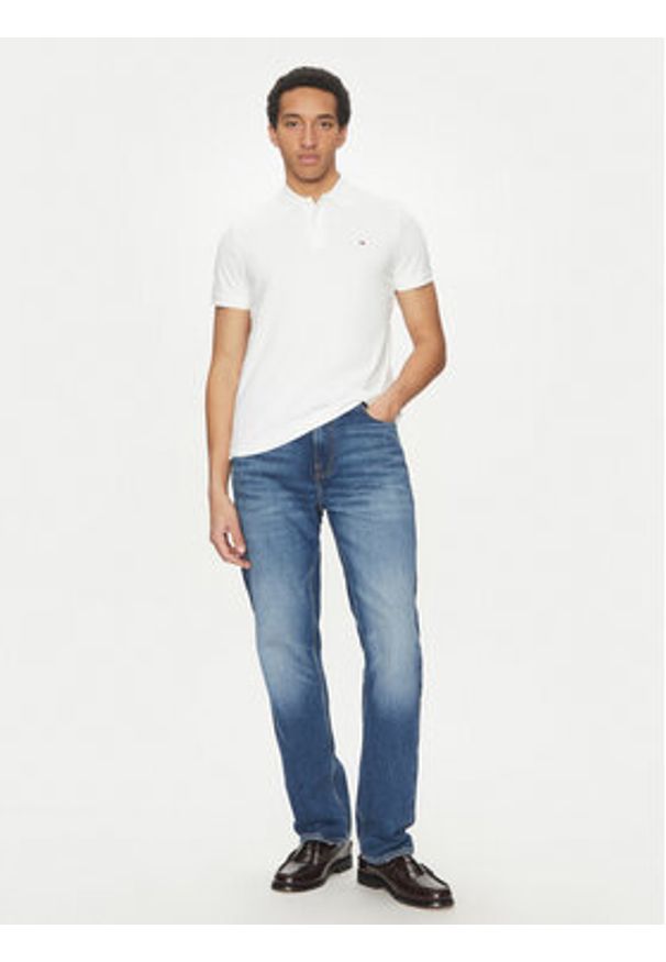 TOMMY HILFIGER - Tommy Hilfiger Polo Essential MW0MW35585 Biały Regular Fit. Typ kołnierza: polo. Kolor: biały. Materiał: bawełna