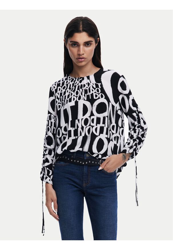 Desigual Bluzka 25SWBW04 Czarny Regular Fit. Kolor: czarny. Materiał: wiskoza