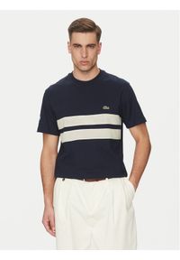 Lacoste T-Shirt TH9769 Granatowy Regular Fit. Kolor: niebieski. Materiał: bawełna