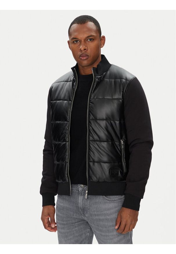 Karl Lagerfeld - KARL LAGERFELD Kurtka przejściowa 505065 553565 Czarny Regular Fit. Typ kołnierza: dekolt w karo. Kolor: czarny. Materiał: syntetyk