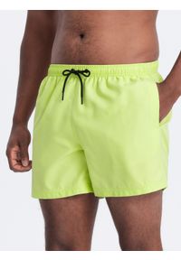 Ombre Clothing - Neonowe męskie szorty kąpielowe z efektem magic print – limonkowe V1 OM-SRBS-0147 - XXL. Materiał: poliester. Długość: krótkie. Wzór: nadruk. Styl: wakacyjny #4