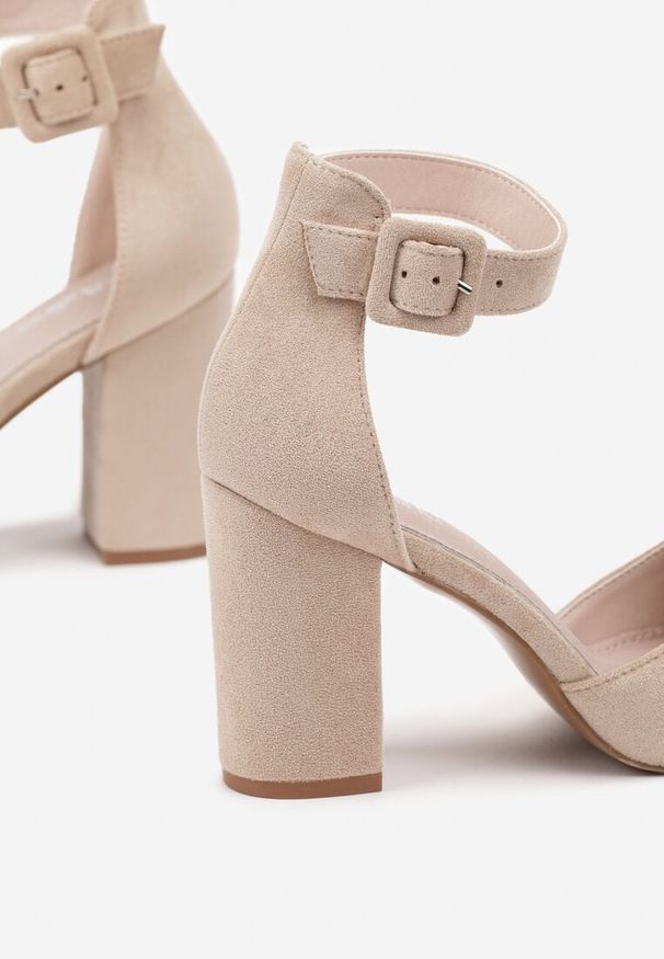 Born2be - Beżowe Eleganckie Czółenka na Słupku z Wkładką ze Skóry Naturalnej Belorine. Kolor: beżowy. Materiał: skóra. Obcas: na słupku. Styl: elegancki