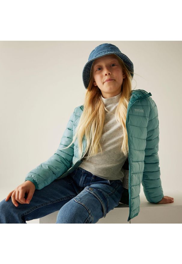 Regatta - Marizion Kids Water Repellent Active Hooded Baffled Jacket Jacket. Kolor: zielony. Sport: turystyka piesza