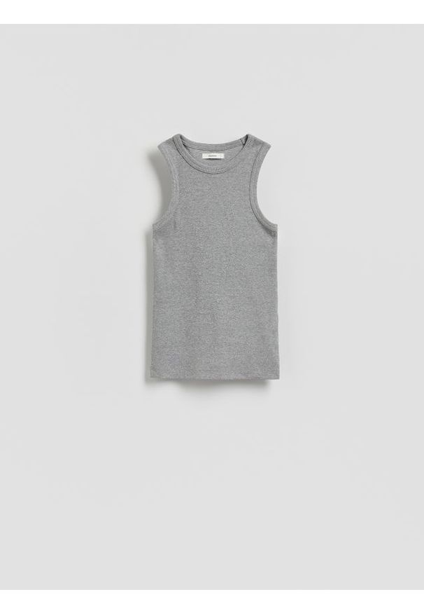 Reserved - Bawełniany top - jasnoszary. Kolor: szary. Materiał: bawełna