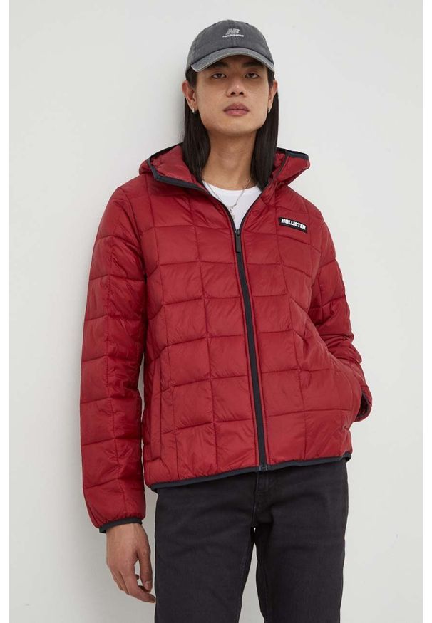 Hollister Co. kurtka męska kolor bordowy przejściowa. Kolor: czerwony. Materiał: poliester