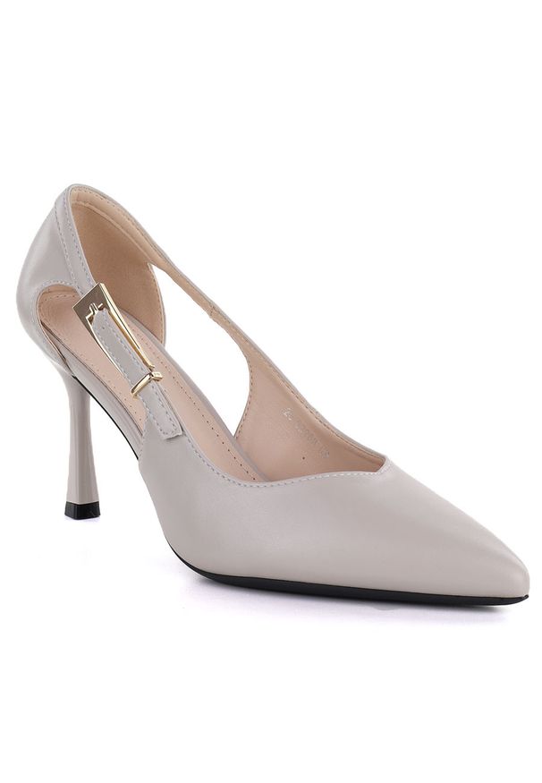 Czółenka damskie na szpilce szare Vinceza 62288. Kolor: szary. Materiał: skóra ekologiczna. Wzór: aplikacja. Obcas: na szpilce. Wysokość obcasa: średni