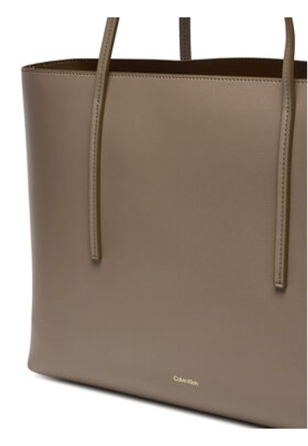 Calvin Klein Torebka Foil Logo Tote W/Pouch LV04F3274G Beżowy. Kolor: beżowy. Materiał: skórzane
