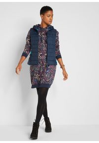 bonprix - Sukienka dresowa z nadrukiem, długi rękaw. Kolor: niebieski. Materiał: dresówka. Długość rękawa: długi rękaw. Wzór: nadruk #3
