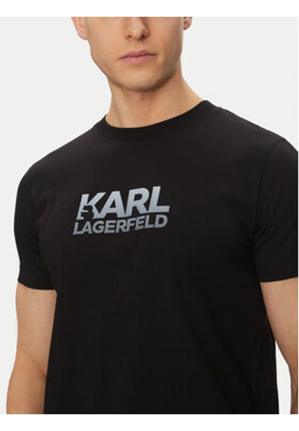 Karl Lagerfeld - KARL LAGERFELD T-Shirt 755064 552241 Czarny Regular Fit. Typ kołnierza: dekolt w karo. Kolor: czarny. Materiał: bawełna