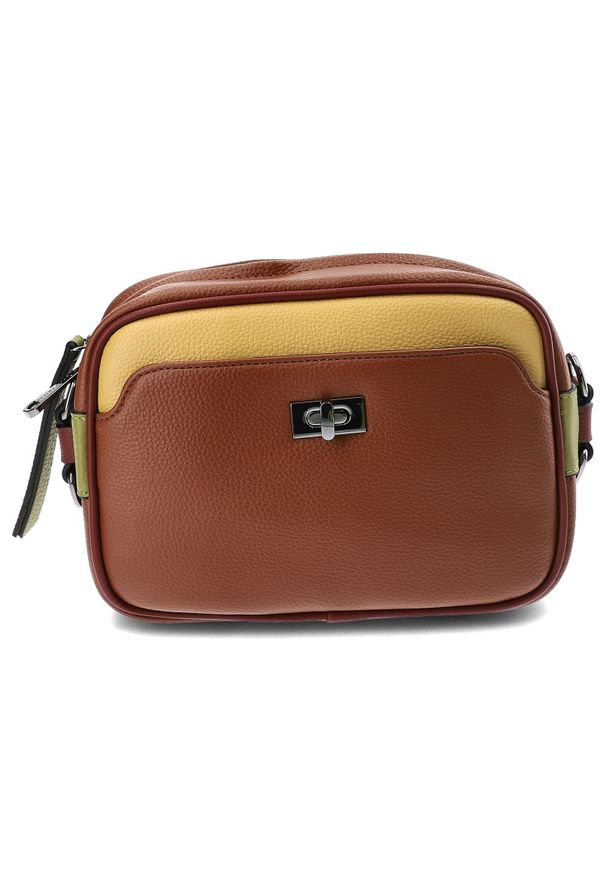 Brązowa Stylowa Torebka Damska Na Ramię Hispanitas. Kolor: brązowy. Wzór: kolorowy. Materiał: skórzane. Styl: elegancki. Rodzaj torebki: na ramię